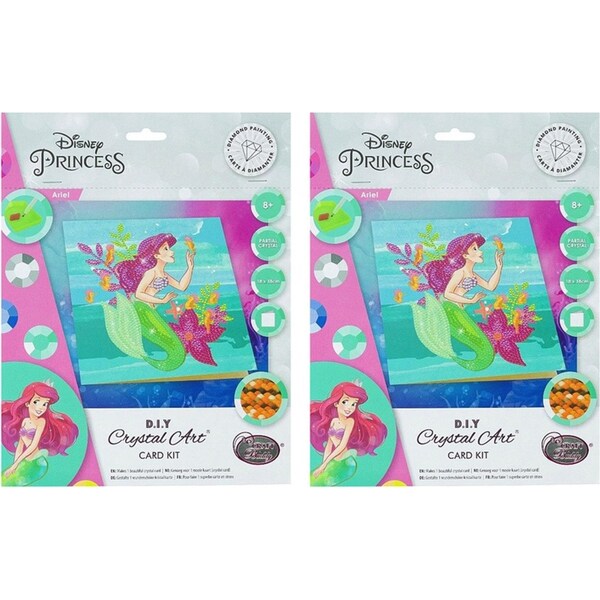 2x Craft Buddy Ariel Diamond Painting Crystal Art Card 18x18cm Kids/Family 8y+