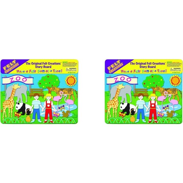 2x Felt Creations Zoo Theme Kids/Children Fabric Art Kit Activity Craft 3y+
