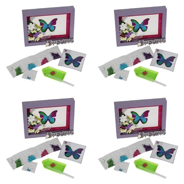 4x Craft Buddy Crystal/Diamond Art Motif Disco Butterfly 9x9cm Kids/Family 8y+