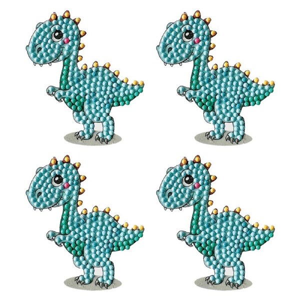 4x Craft Buddy Crystal/Diamond Art Motif Cute Dinosaur 9x9cm Kids/Family 8y+