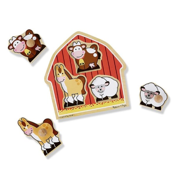 3pc Melissa & Doug Barn Animals Knob Puzzle Kids/Childrens Play Toy 12m+