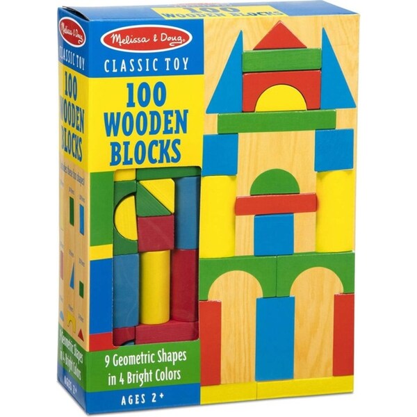 Melissa & Doug 100 Wood Block Set Kids/Childrens Interactive Play Toy 3y+