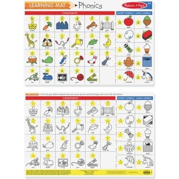 6pc Melissa & Doug Phonics Write-A-Mat Kids/Childrens Interactive Play Toy 4y+