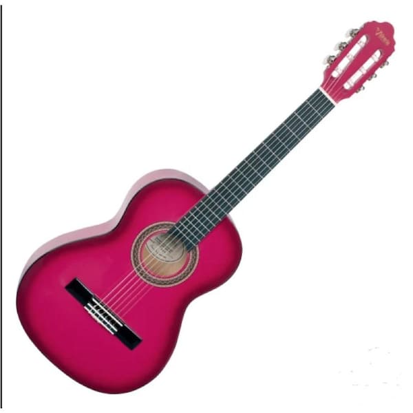 Valencia VC101PKS 1/4 Size Nylon String Classical Guitar - Pink Sunburst