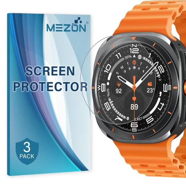 [3 Pack] Samsung Galaxy Watch Ultra (47 mm) Ultra Clear TPU Film Screen Protectors by MEZON – High Protection, Shock Absorption (Watch Ultra 47mm, Clear) – FREE EXPRESS