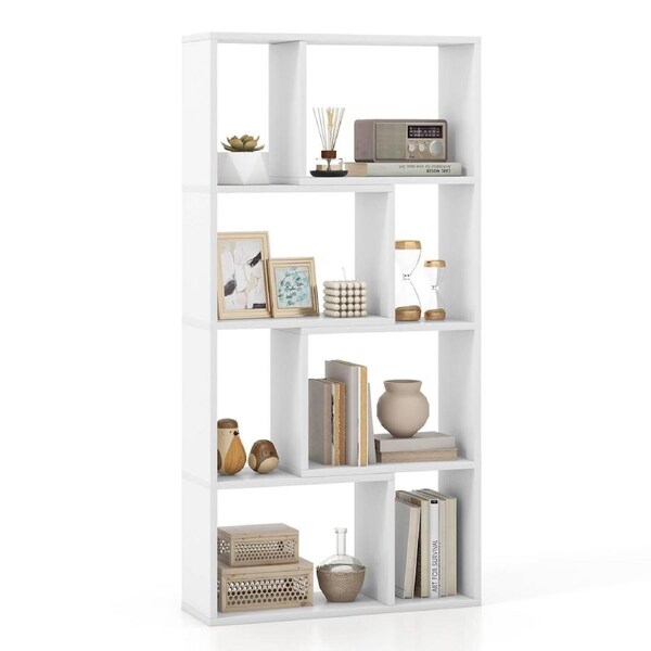 Giantex 4-Tier Bookshelf 8-Cube Storage Organiser Open Display Rack Wooden Storage Cabinet White