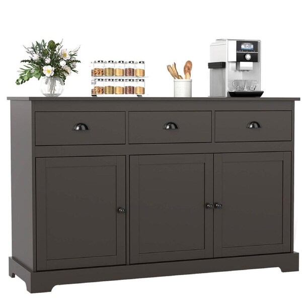 Costway Kitchen Buffet Sideboard Storage Cabinet Console Table w/Adjustable Shelf Brown