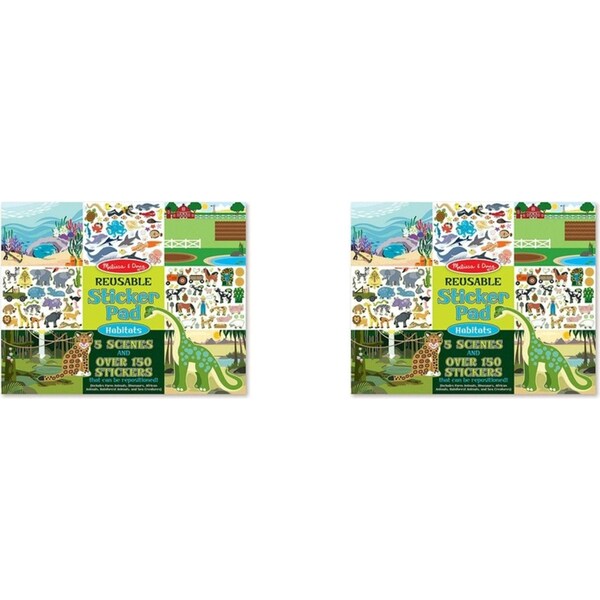 2x Melissa & Doug Reusable Sticker Pad Habitats Childrens Interactive Toy 3y+