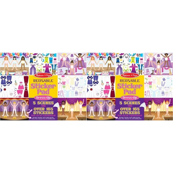 2x Melissa & Doug Reusable Sticker Pad Dress-Up Childrens Interactive Toy 3y+