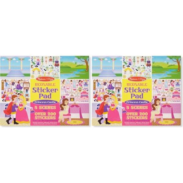 2x Melissa & Doug Reusable Sticker Pad Princess Castle Kids/Childrens Toy 3y+