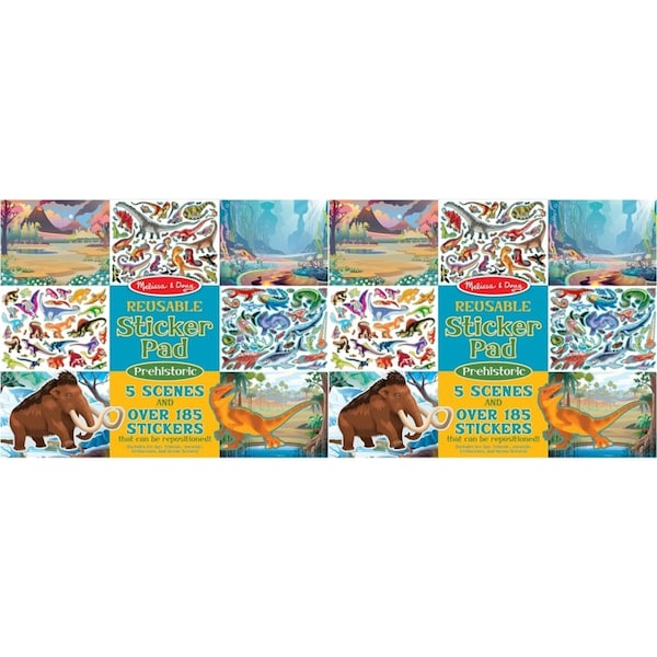 2x Melissa & Doug Reusable Sticker Pad Prehistoric Kids/Childrens Play Toy 3y+