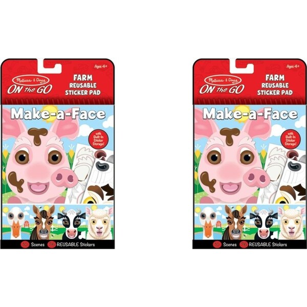 2x Melissa & Doug On The Go Reusable Stickers Farm Kids/Childrens Toy 4y+