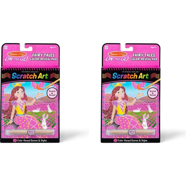 2x Melissa & Doug On The Go Scratch Art Color-Reveal Fairy Tales Kids Toy 5y+