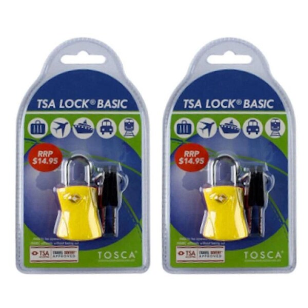 2x Tosca TSA Approved Suitcase/Luggage Bag Safety Lock With Keys- Yellow