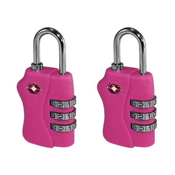 2x Tosca TSA Approved Luggage Bag Security Combination Safety Lock - Pink