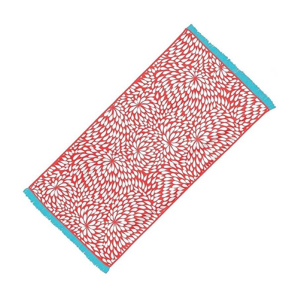 Rectangular Quick Dry Beach Towel with Tassel - Red