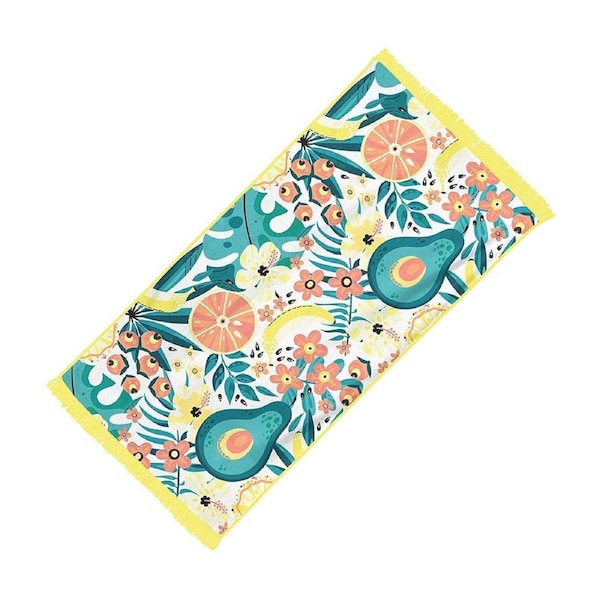 Rectangular Quick Dry Beach Towel with Tassel - Yellow