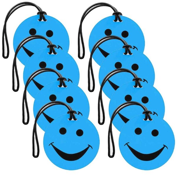 8x Tosca Smiley Travel Luggage Suitcase Personal Information Bag Tag - Blue