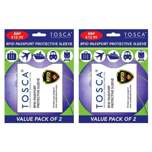 4pc Tosca RFID Wave Blocking Security Passport Sleeve Safety Protective Cover
