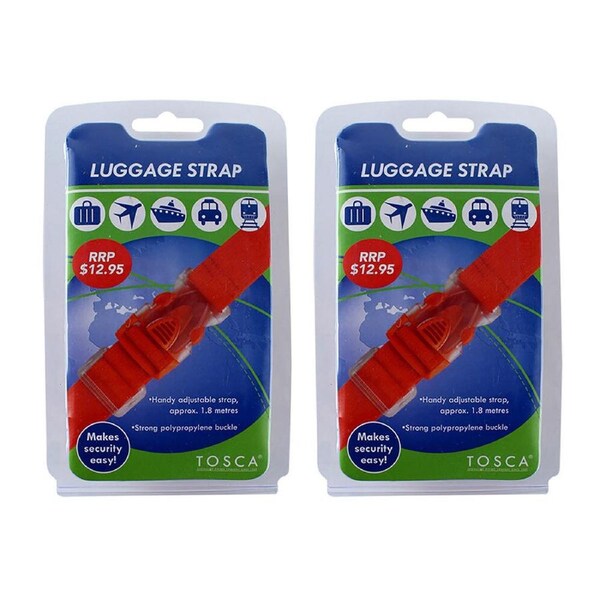 2x Tosca 1.8m Adjustable Luggage Suitcase Security Bag Buckle Strap - Orange