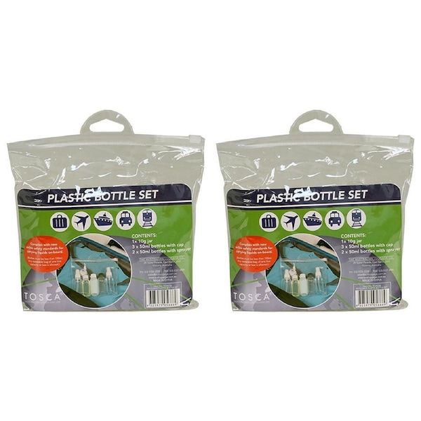 12pc Tosca Travel Refillable Reusable Plastic Bottle Cosmetic Toiletry Set