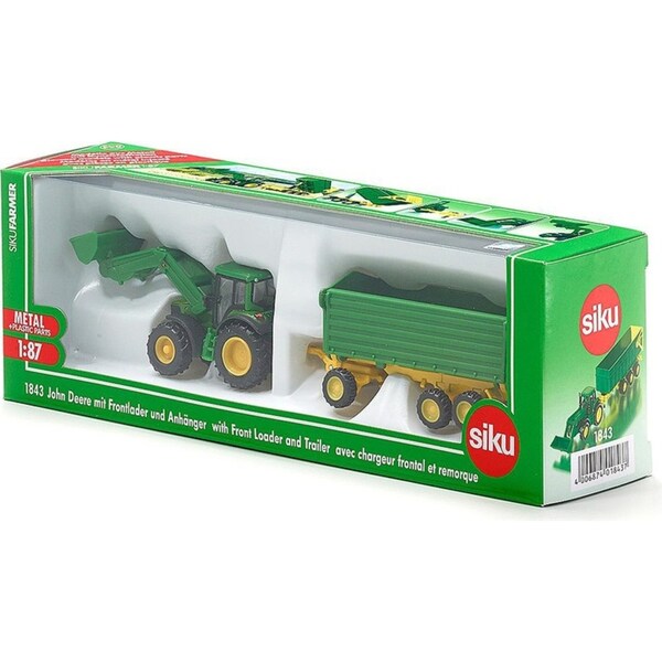 Siku 1:87 Scale Diecast John Deere & Front Loader Trailer Kids 175mm Toy 3y+