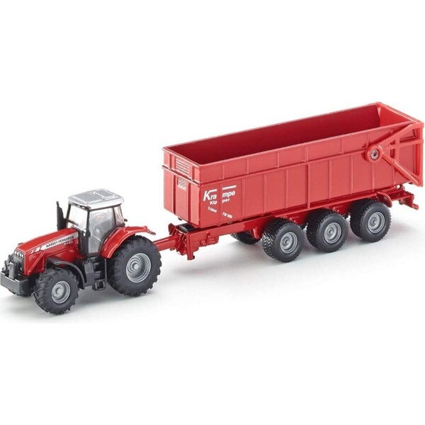 Siku 1:87 Scale Diecast Massey Fergson Tractor w/Trailer Kids 184mm Toy Red 3y+