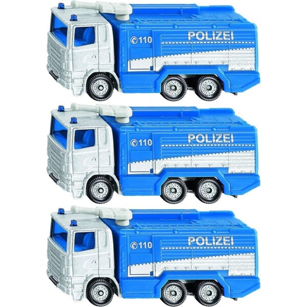 3x Siku 1079 Police Water Cannon Kids/Children Diecast Vehicle Toy 84mm Blue 3y+