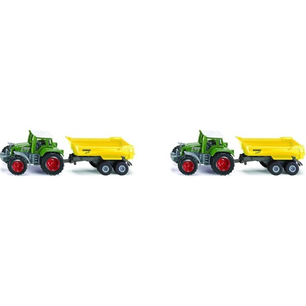2x Siku 1605 Fendt Tractor w/ Krampe Tipping Trailer Diecast 160mm Kids Toy 3y+
