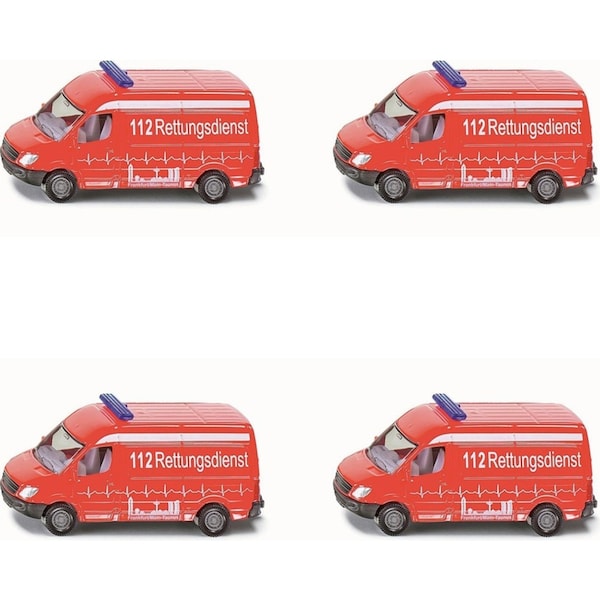 4x Siku 0805 Ambulance Mercedes-Benz Diecast 82mm Emergency Vehicle Kids Toy 3y+