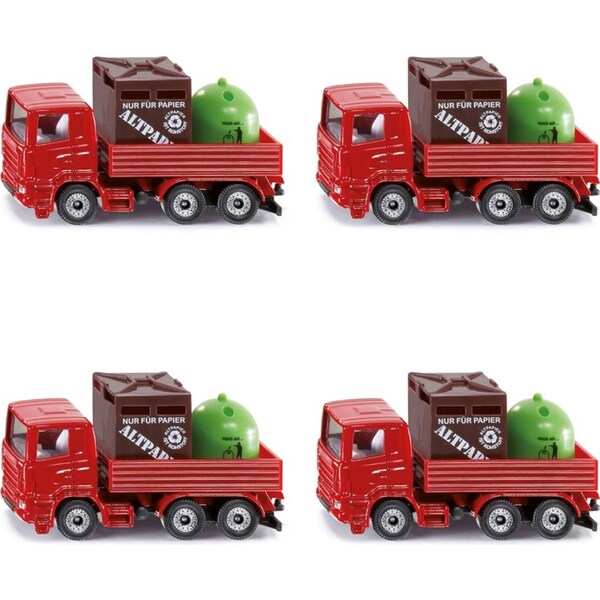 4x Siku 0828 Recycling Transporter & Containers Diecast Vehicle Kids Toy 3y+