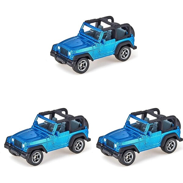 3x Siku Jeep Wrangler Blue Diecast Metal Vehicle 76mm Kids/Children Toy Car 3y+