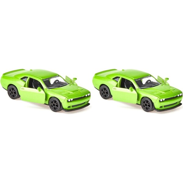 2x Siku Dodge Challenger SRT Hellcat Green Diecast Kids/Children Toy Car 3y+