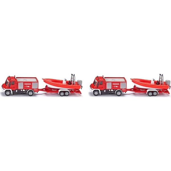 2x Siku 1636 Mercedes Benz Fire Engine w/ Boat Diecast Toy 167mm 3y+ 1:87 Scale
