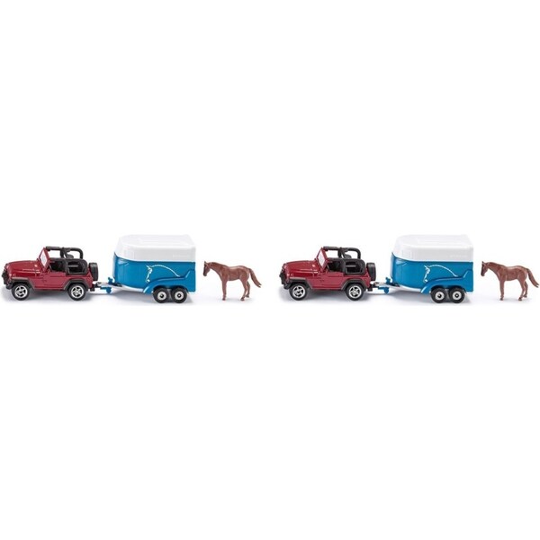 2x Siku 1651 Diecast Jeep w/ Horse Trailer Kids 146mm Vehicle Transport Toy 3y+