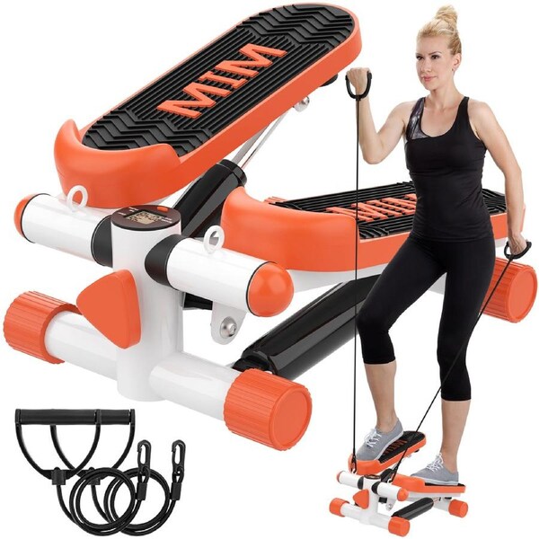 ADVWIN Mini Stepper Machine with Resistance Bands, Stepper for Exercise, Aerobic Stepper with Display