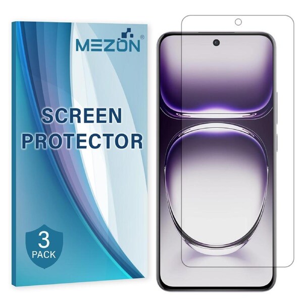 [3 Pack] OPPO Reno12 Pro 5G Premium Clear Edge-to-Edge Full Coverage Hydrogel Screen Protector Film by MEZON (OPPO Reno12 Pro 5G, Hydrogel)