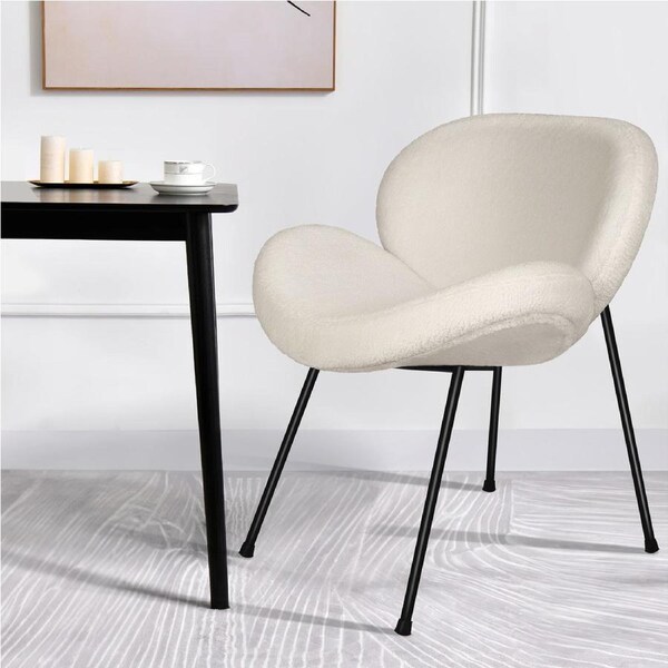 ALFORDSON 1x Dining Chair Kitchen Chair Padded Seat Sherpa White