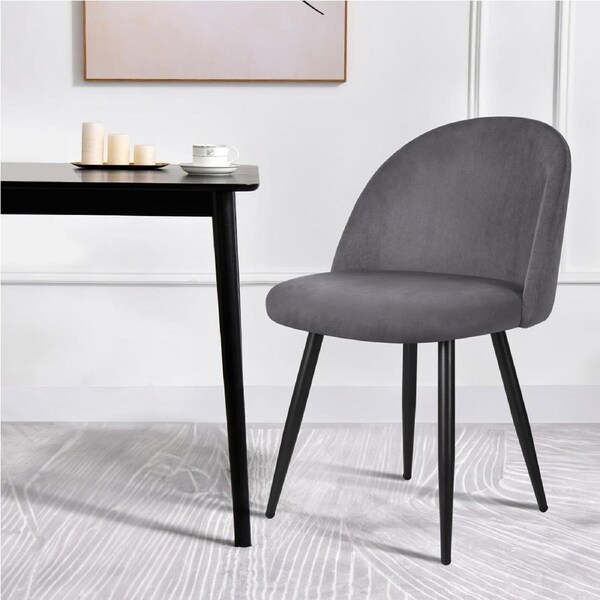ALFORDSON Dining Chairs Set of 2 Accent Seat Velvet Grey