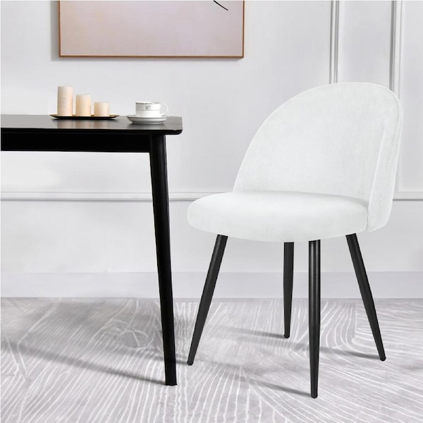 ALFORDSON Dining Chairs Set of 2 Accent Seat Velvet White