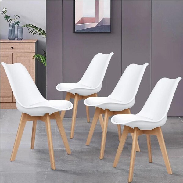 ALFORDSON Dining Chairs Set of 4 Wooden PU Leather White