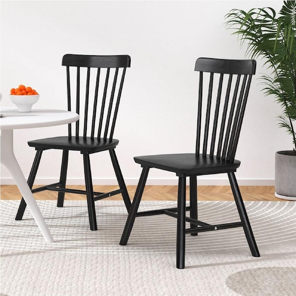 ALFORDSON Dining Chairs Set of 2 Solid Wood Black