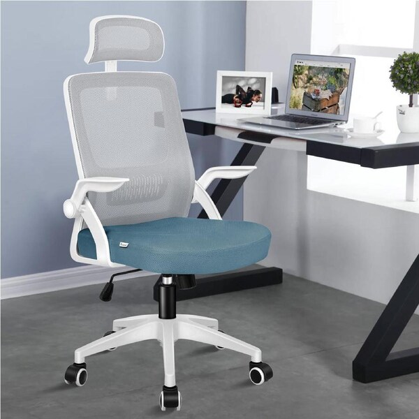 ALFORDSON Mesh Office Chair Tilt Executive Fabric Seat Blue & Grey