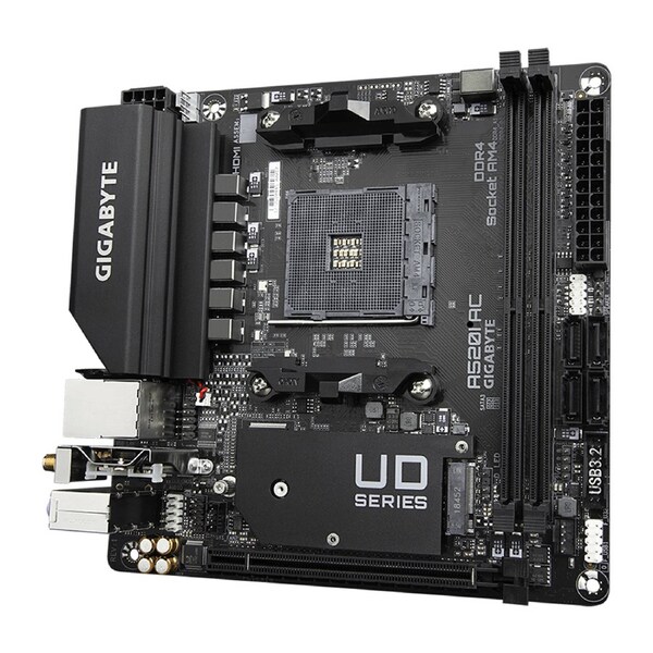 Gigabyte A520I AC 1.4 AMD Mini-ITX MB 2xDDR4 1xM.2 PCIE3.0 1xDP 2xHDMI 802.11ac WIFI RGB Fusion