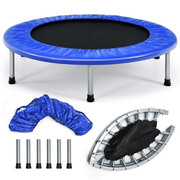 Costway 150KG Weight Capacity Trampoline Portable Recreational Rebounder Outdoor Toy Blue