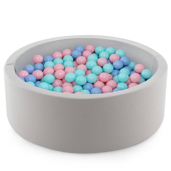 Costway Ball Pit Pool Foam Ball Pit Soft Round Ball Pit Ocean Ball w/Storage Bag Pink