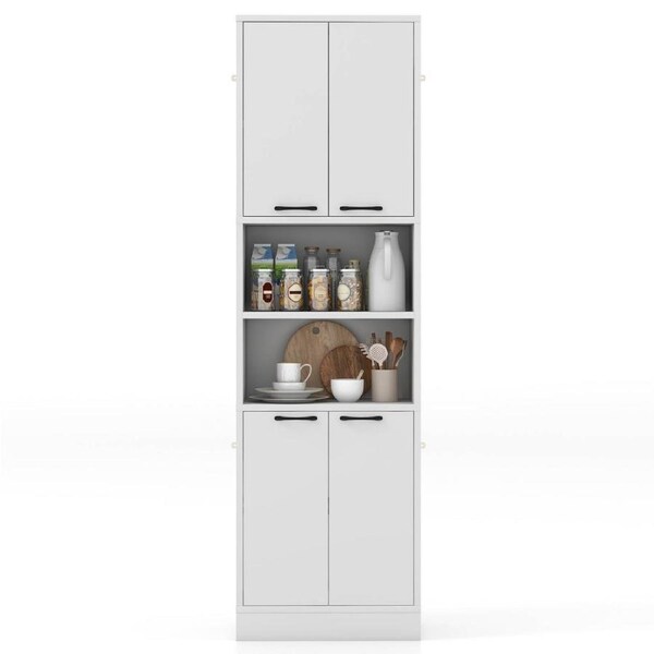 Costway Kitchen Pantry Cabinet 190CM Tall Storage Cabinet Cupboard Coffee Bar Dispaly Cabinet White