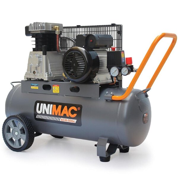 UNIMAC 50L 2.2kW Commercial Air Compressor, 280L/min 116PSI, Brushless Motor, Certified Tank, Long Service Life