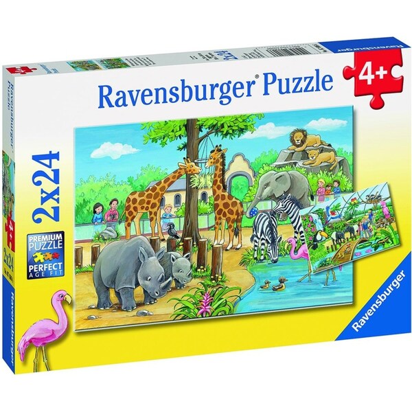 2x24pc Ravensburger Welcome To The Zoo Jigsaw Puzzle Game 26x18cm Kids 4y+