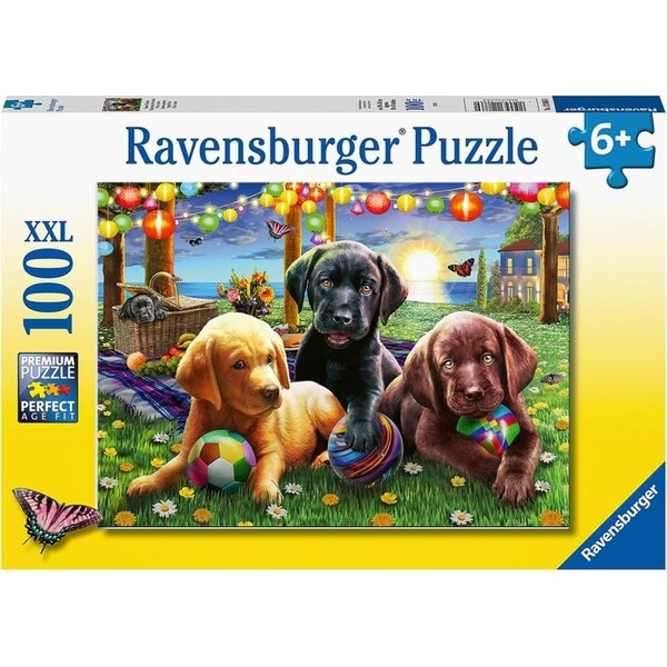 100pc Ravensburger Puppy Picnic Jigsaw Puzzle Game 49x36cm Kids/Family 6y+